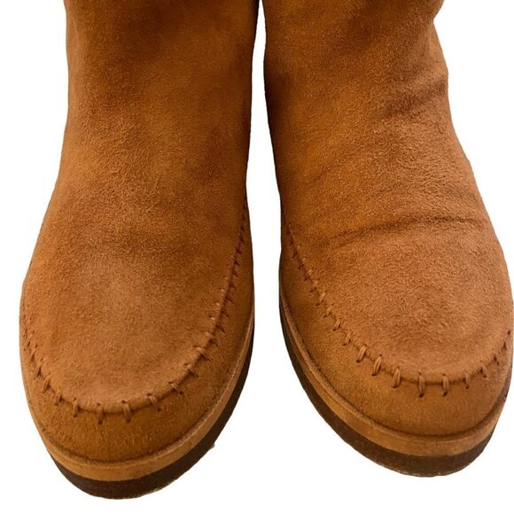 Jenni Kayne Suede Moc Shearling Lined Slip On Ankle Snow Boots Brown Size 36 - Picture 3 of 8